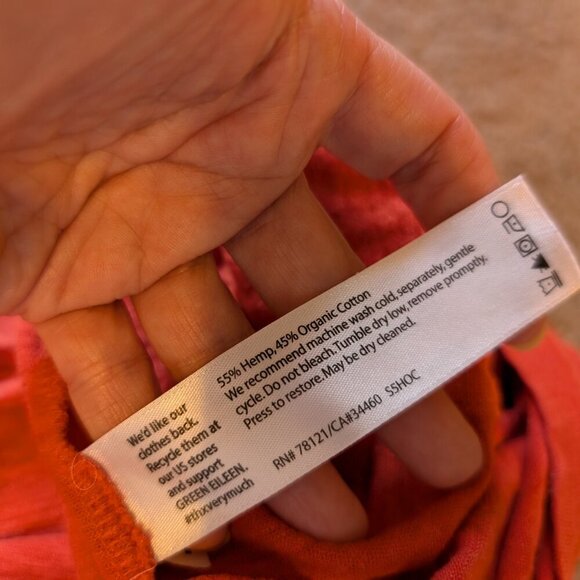 Eileen Fisher Hemp and Cotton Cowl Neck Dress size large color orange - Picture 7 of 8